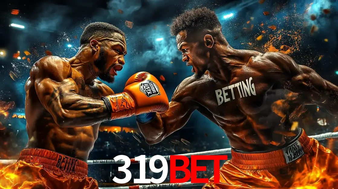 Dois boxeadores em uma luta intensa e explosiva, representando a adrenalina e as oportunidades de apostas em esportes de combate disponíveis na plataforma 319bet.